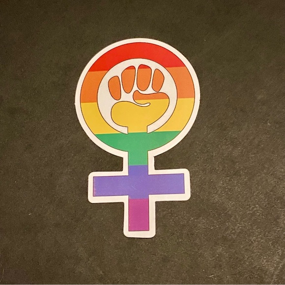 US SELLER Matte Female Fist Feminism Symbol Ally Rainbow LGBT Sticker Pride Gay - Picture 4 of 4